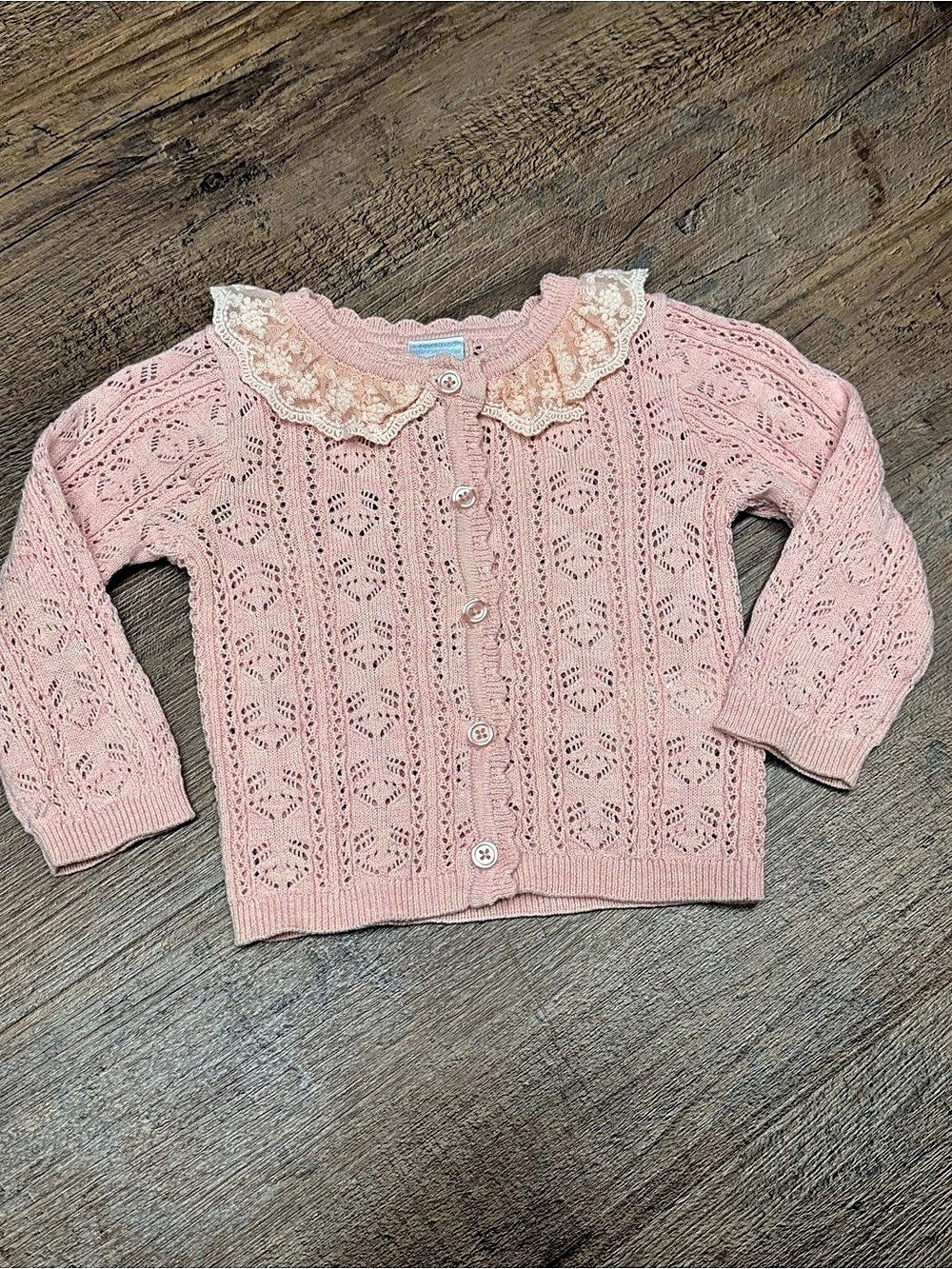 Edgehill Collection Pink Knit Collared Cardigan size 9 months